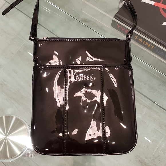 Guess | Bags | Euc Guess Black Patent Crossbody Bag | Poshmark